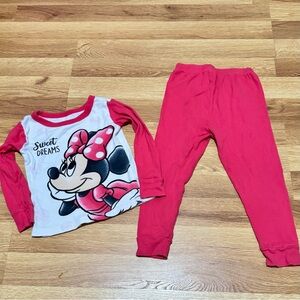 Disney Junior Minnie Mouse Pink Two-Piece Kids Pajama Set "Sweet Dreams" Size 3T